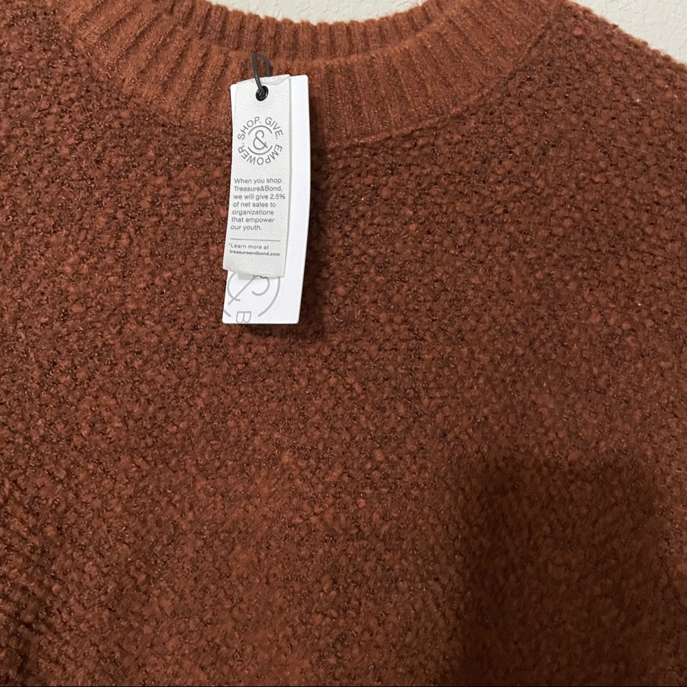 NWT TREASURE & BOND V-neck Sweater In Rust Leather - Picture 5 of 6